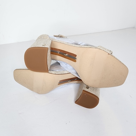 Sam Edelman Daniella Natural Glitter Open Toe Beige Women's Heels Size 5.5 - Picture 6 of 7